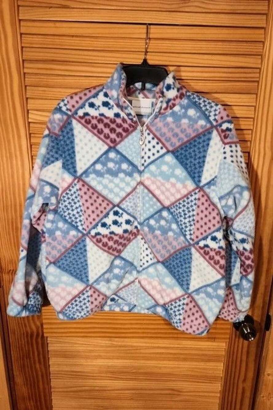 Vintage. Alfred Dunner Pastel Patchwork Fleece Full-Zip Jacket – Petite Small